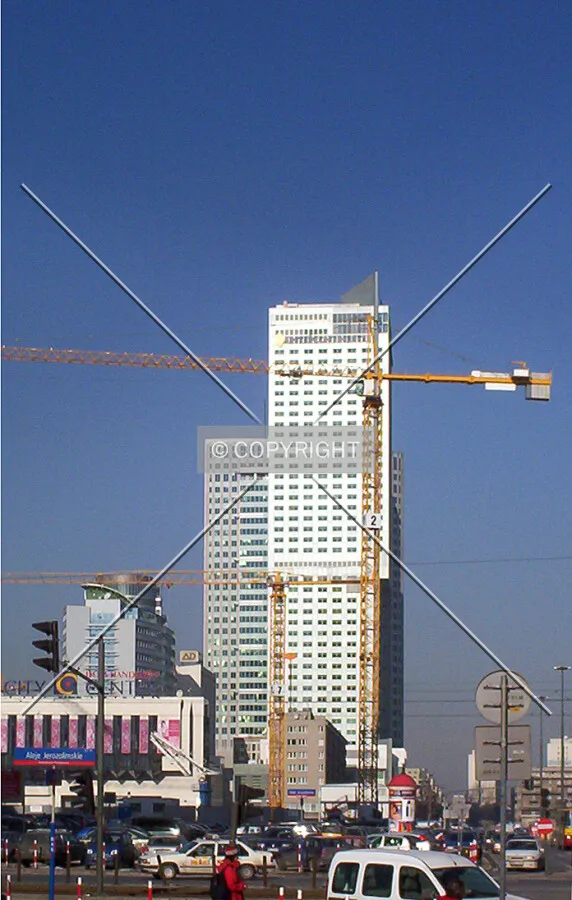 Looking north from Ulica Emilli Plater before Golden Terraces were built