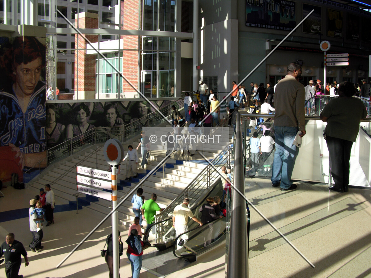 Staircase in the main lobby off East Trade Street