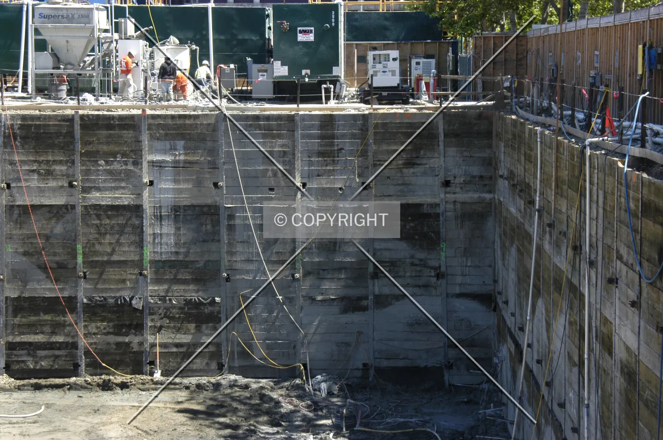Southwest corner of the excavation pit, now three stories deep