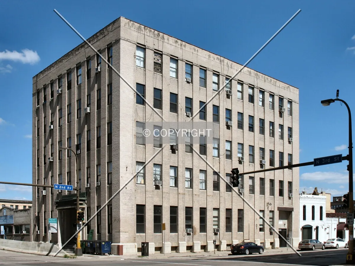 View to the north across 3rd Street/2nd Avenue North