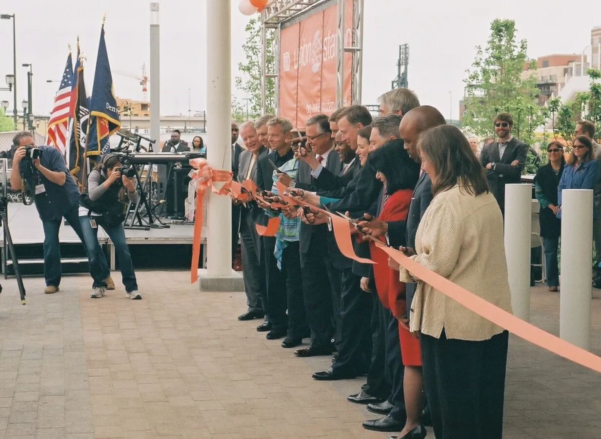 Dignitaries cutting the ribbon on opening day