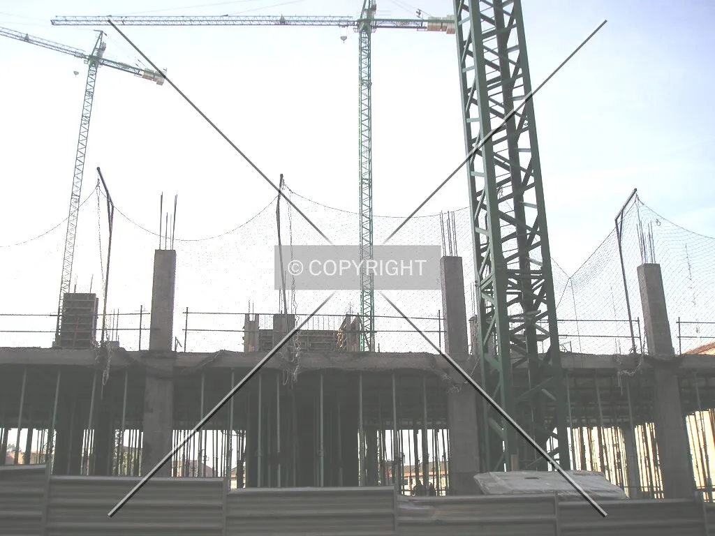 The building beginning to rise up