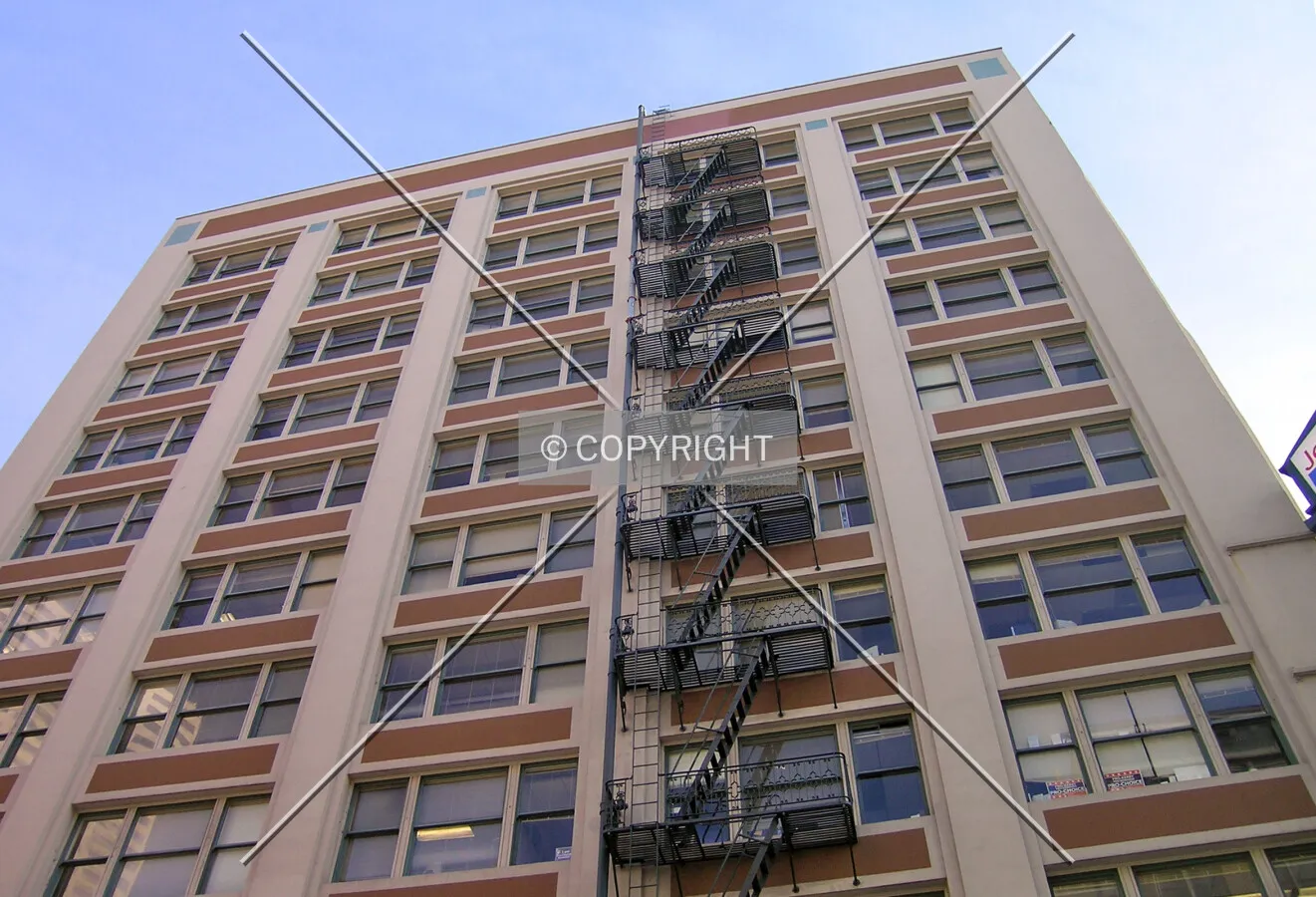 Looking up the northern facade