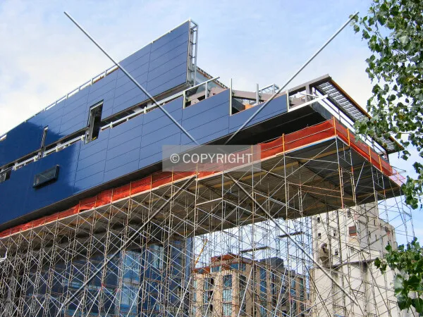 The cantilevered section from the West River Parkway bike path