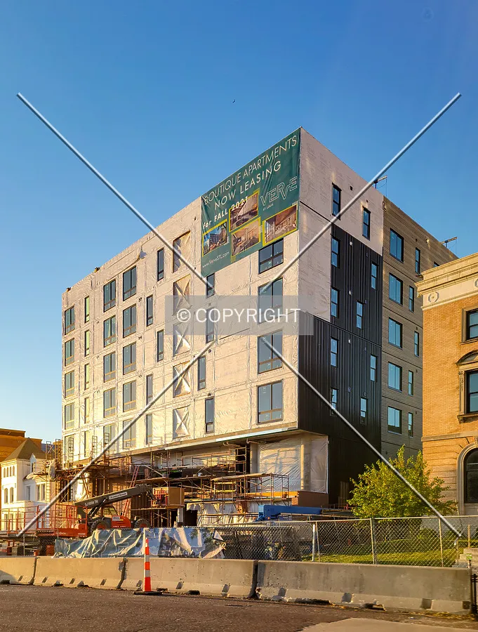 From the southeast during construction; April 30, 2021