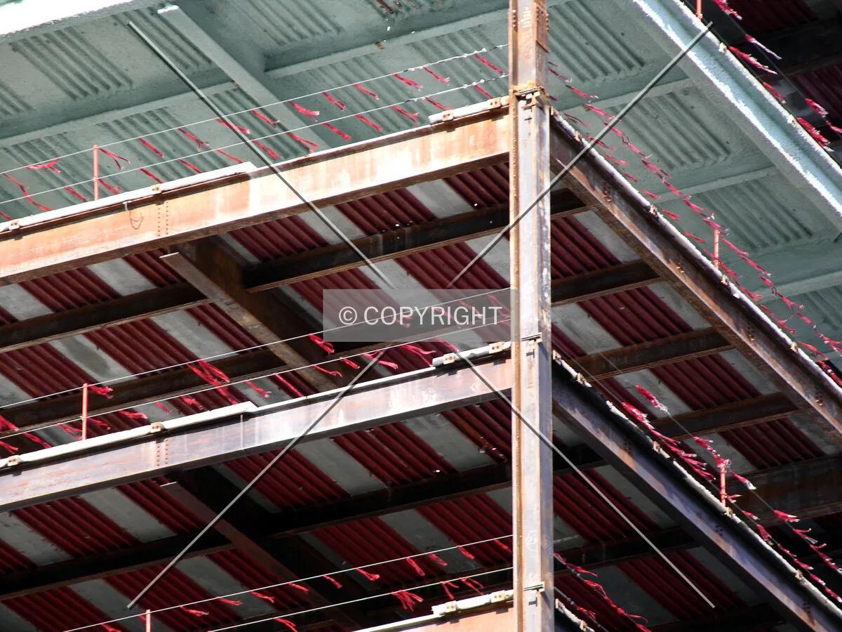 Steel frame on the southwest corner