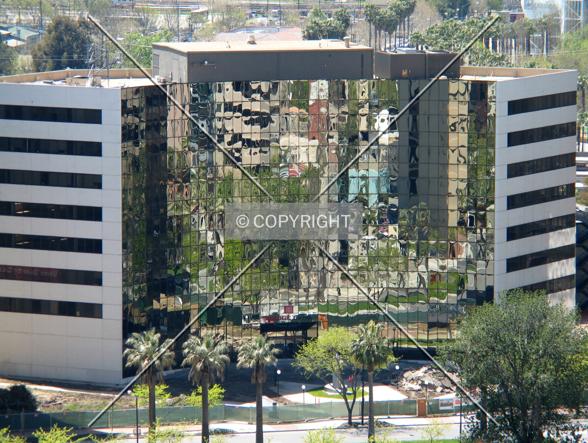 The front side faces east along South Almaden Boulevard