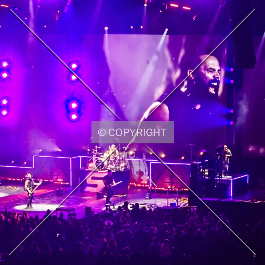 Skillet on stage at the 2025 WinterJam concert; January 18, 2025