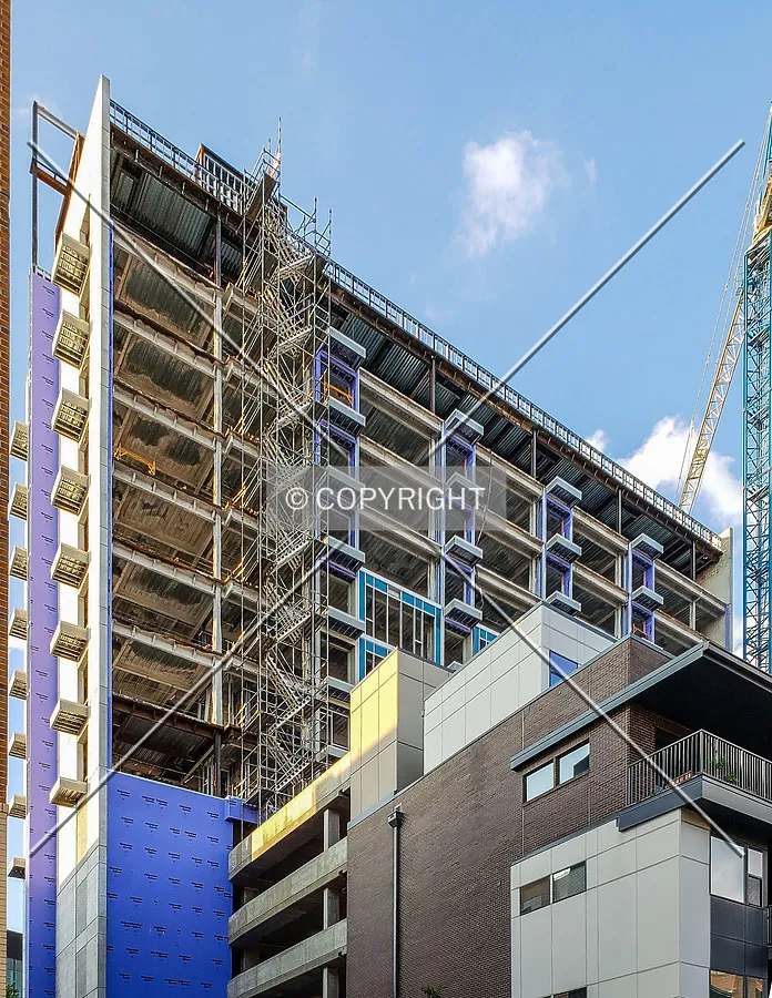 From the southwest during construction, Saturday, June 30, 2018