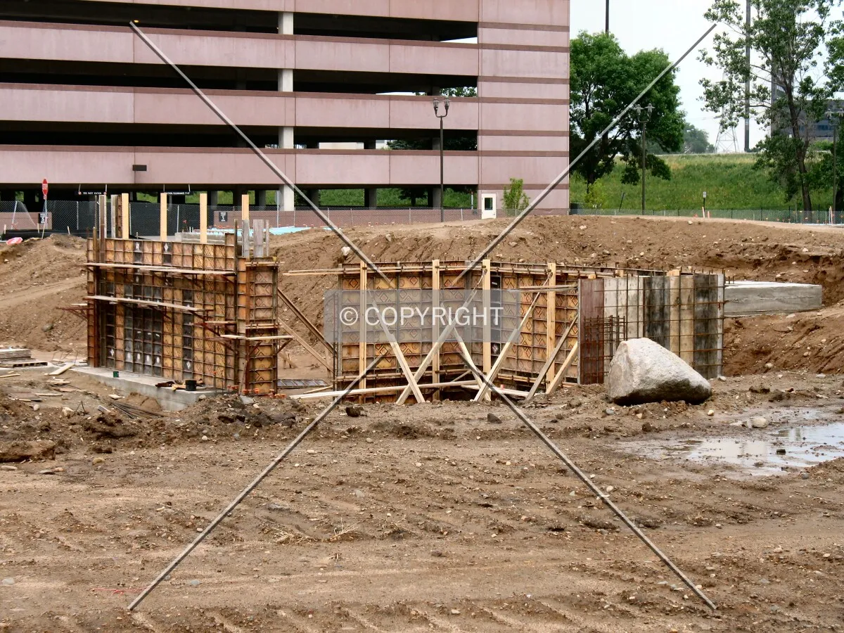 View to the northwest across the site, first foundations in view