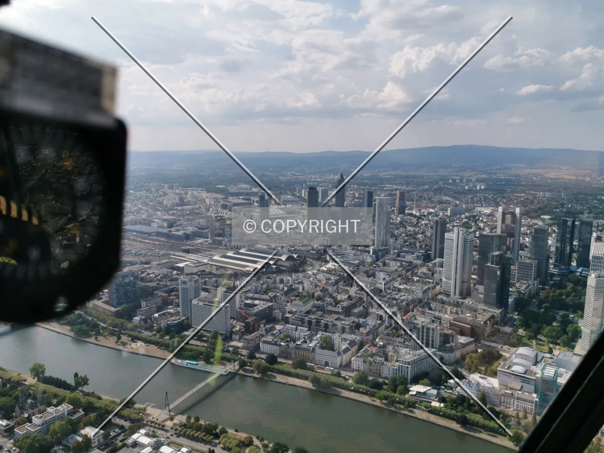 Flight with a helicopter over Frankfurt
