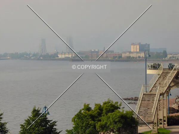 View to the southwest across at foggy Lake Superior early in the morning