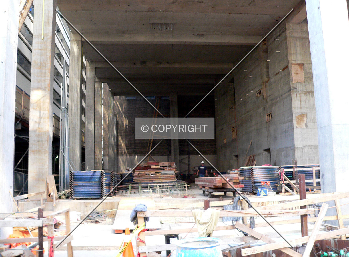 View of where the entrance ramp to the parking portion of the tower will be