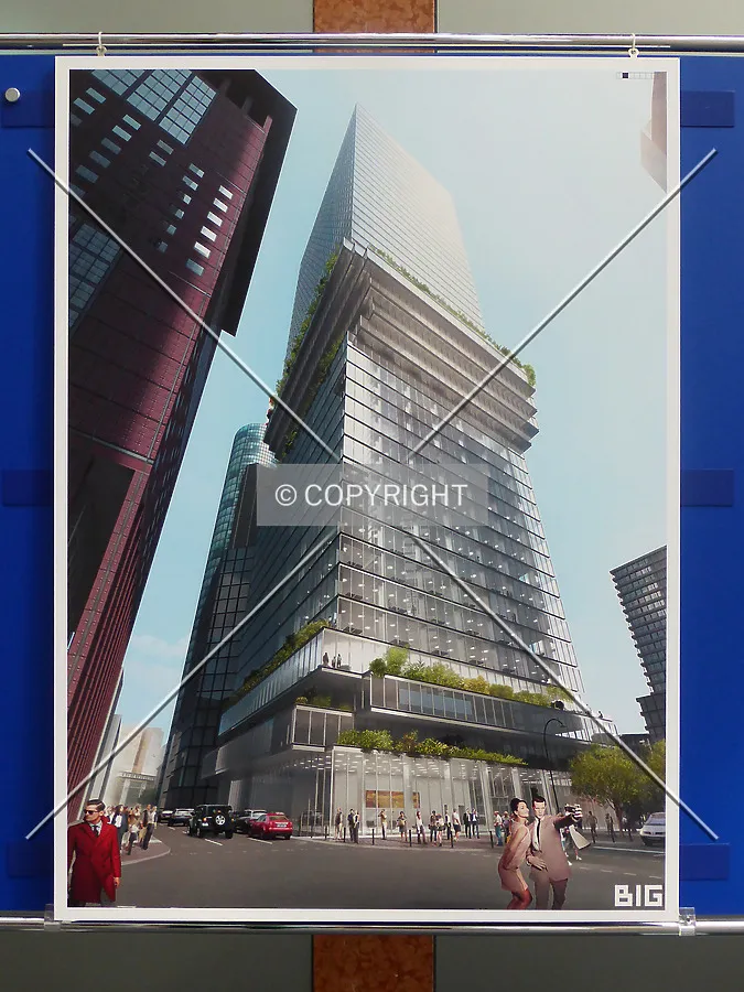 Rendering of the proposed tower; as seen in an exhibition of the planning department