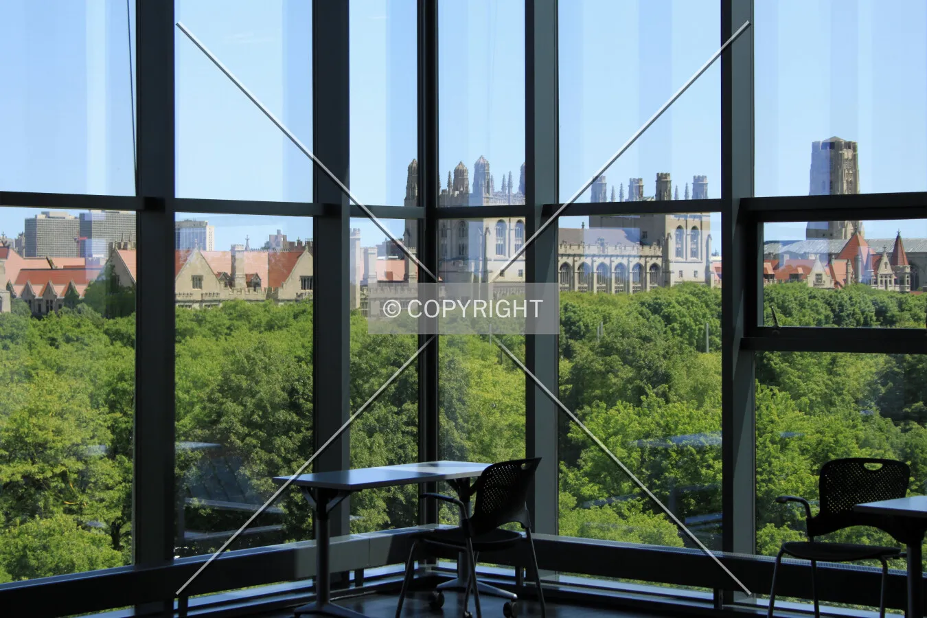 View over the campus from a northeast corner classroom