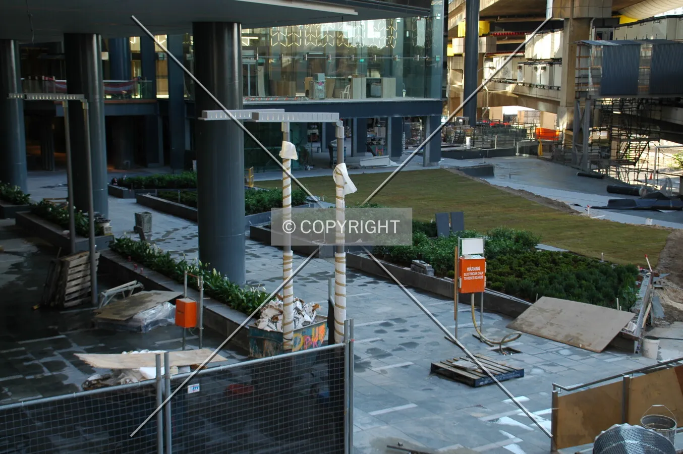Landscaping at the main building entrance
