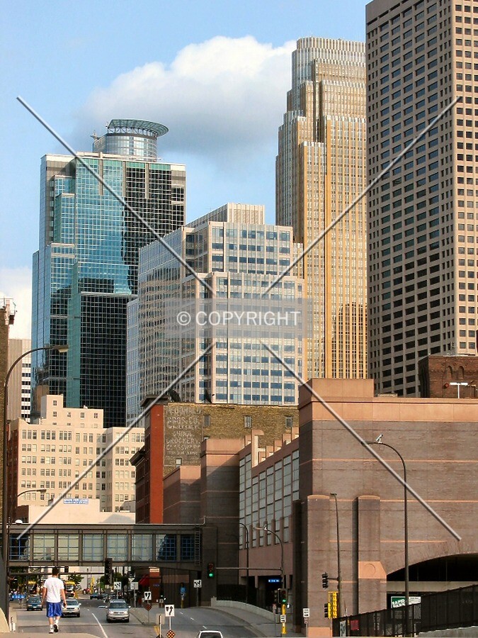 Distant view to the southeast along 5th Street North, with neighboring towers