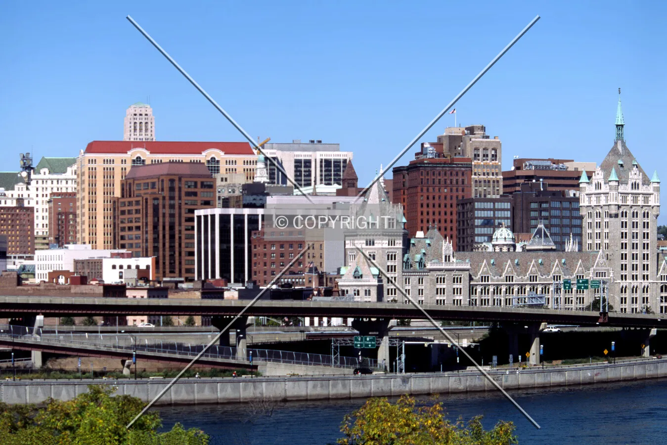 View from the southeast toward State Street