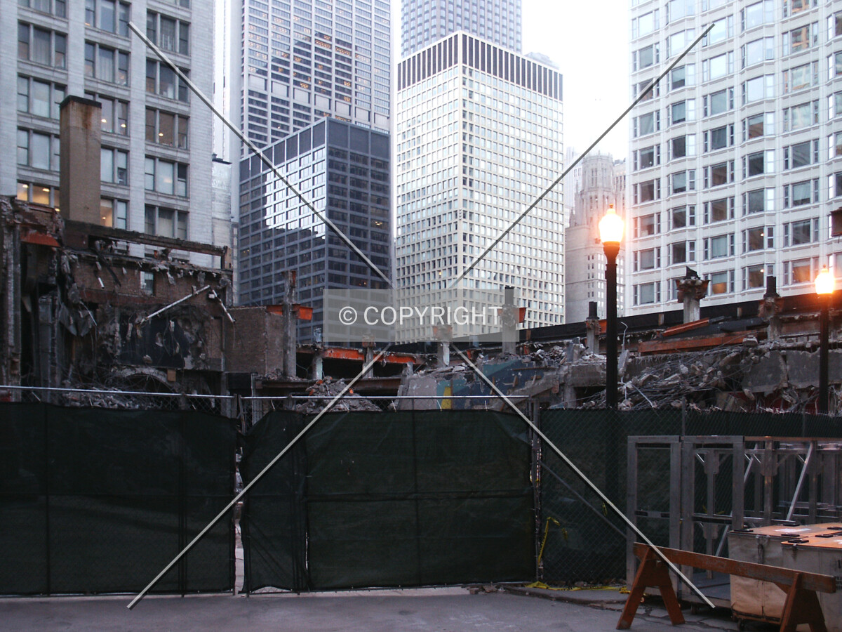 View from the north during site demolition