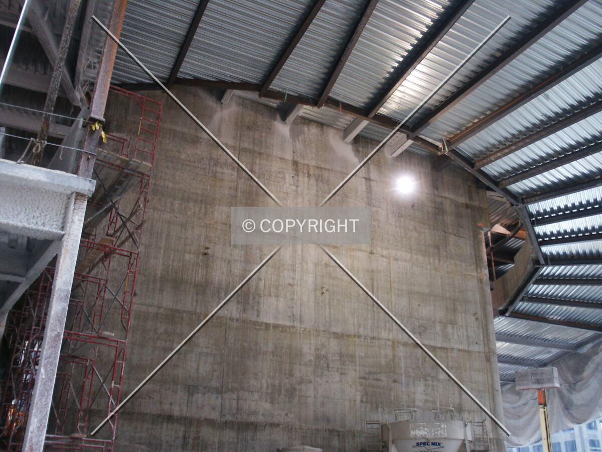 Core and underside of parking ramp