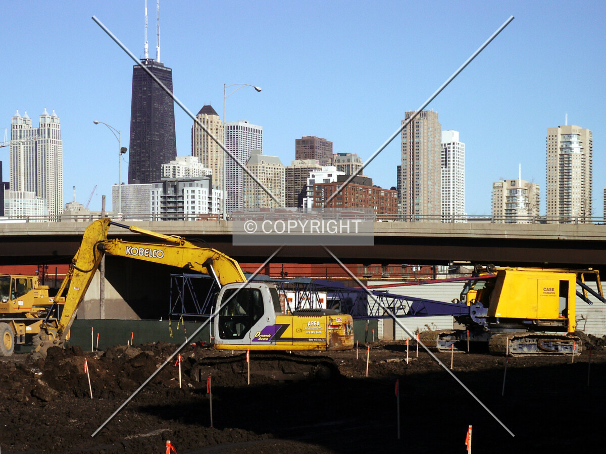 Ground preparation equipment viewed from the west