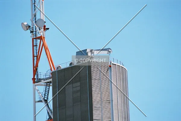Top of the building including the mast