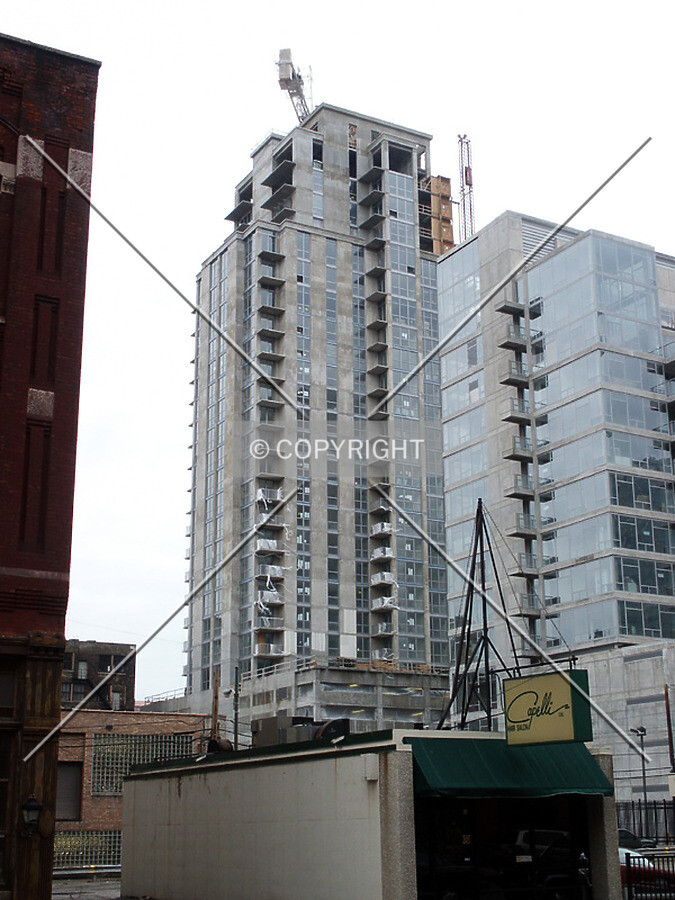 View from Illinois Street with The Contemporaine on the right; 28 December 2003