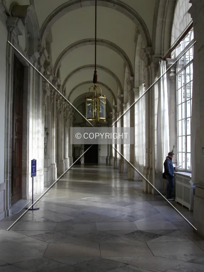 One of the corridors surrounding the main patio