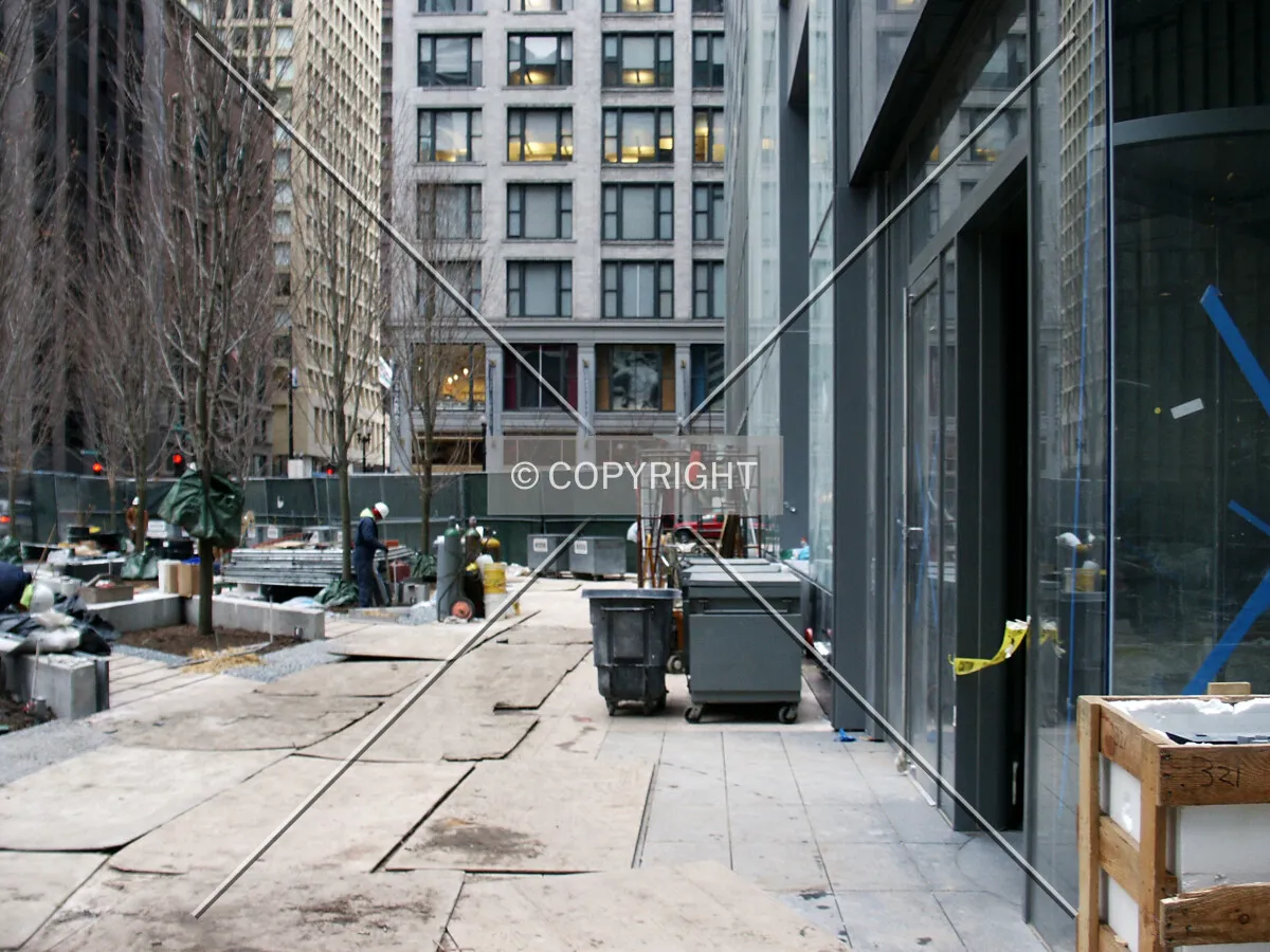 Looking north at the plaza