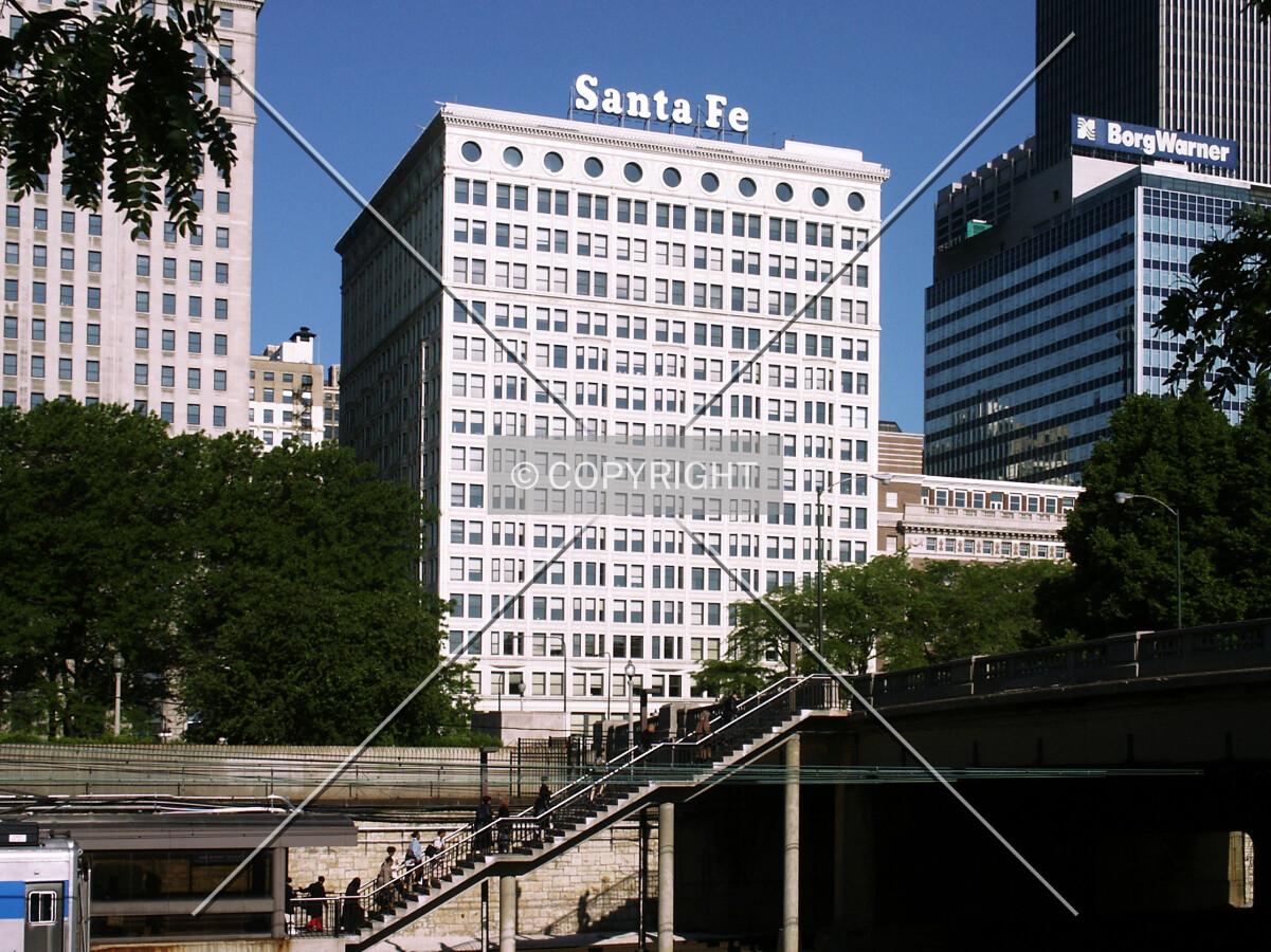 View from Grant Park over the Van Buren Street station