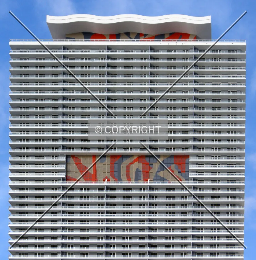 View of the upper floors from the east