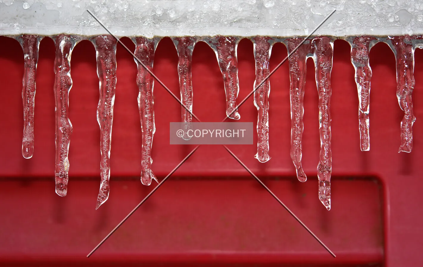 icicles with red background