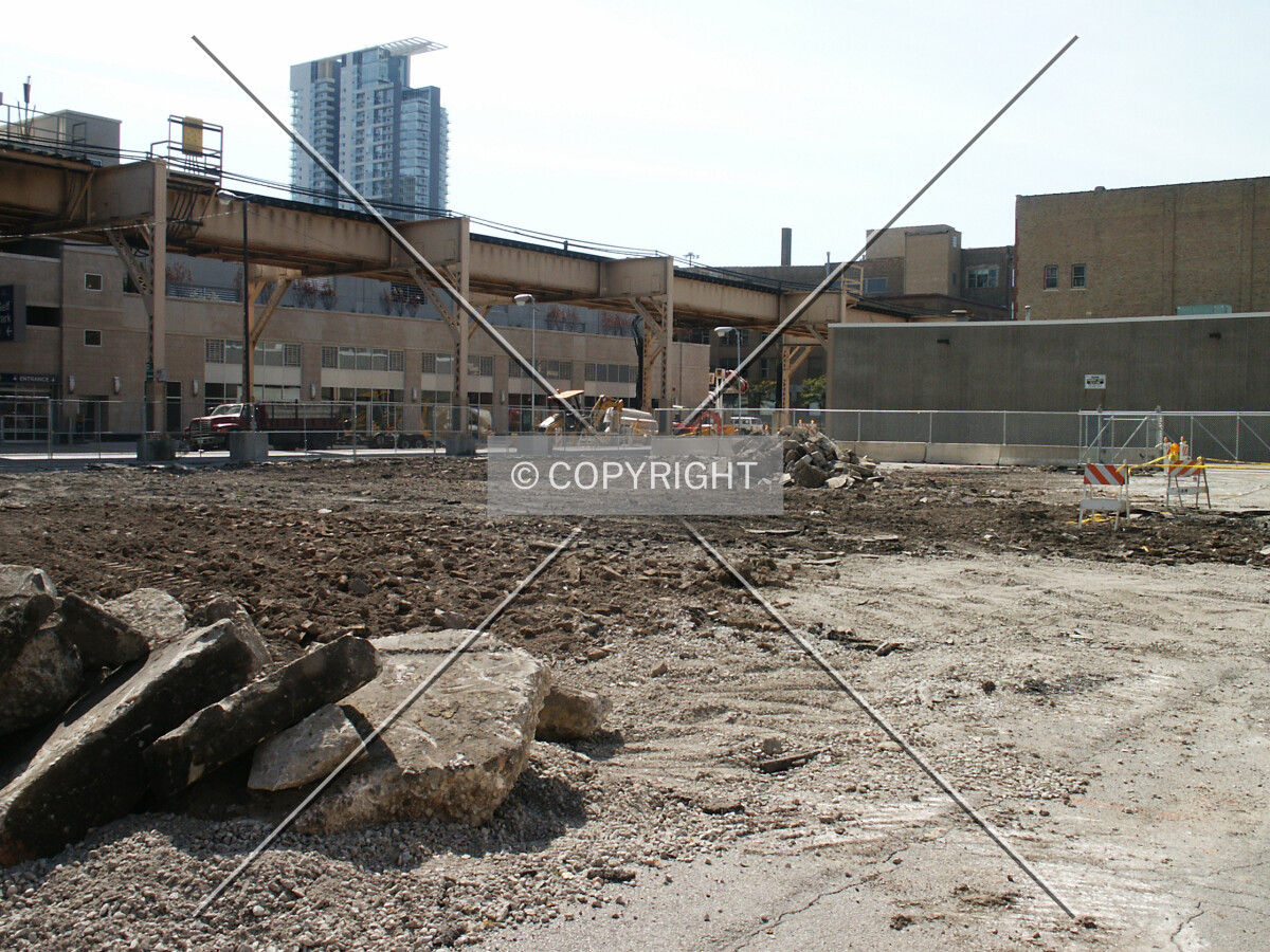 Looking southwest across the site before construction