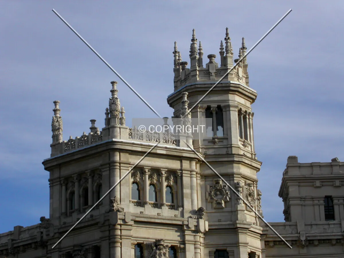 Detail of the top floors of the building