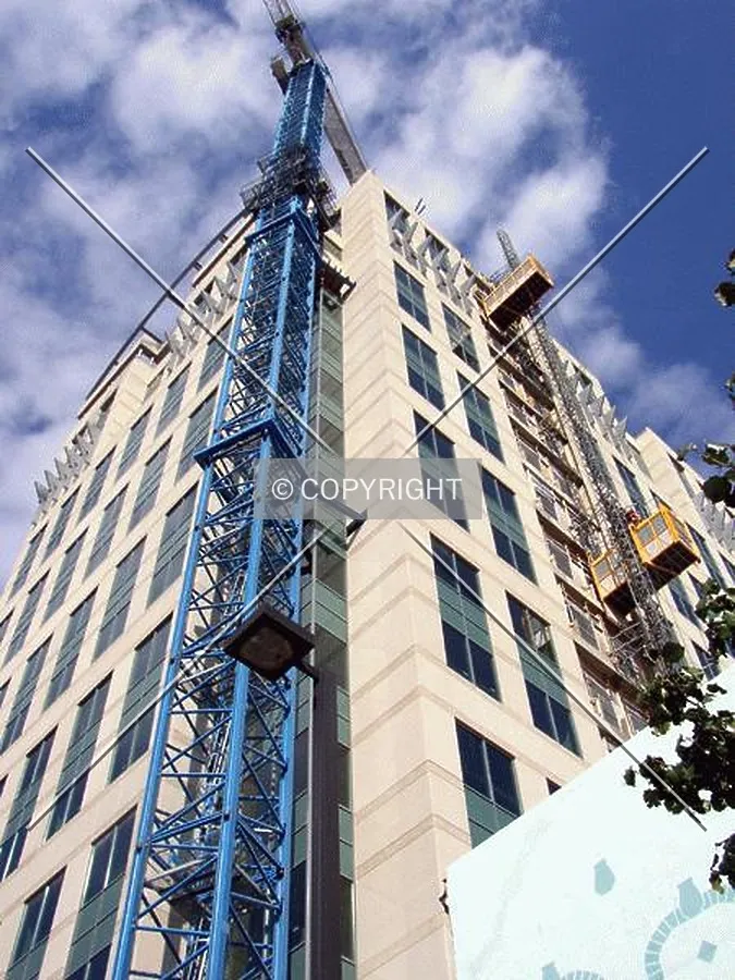 Looking up the southwest corner