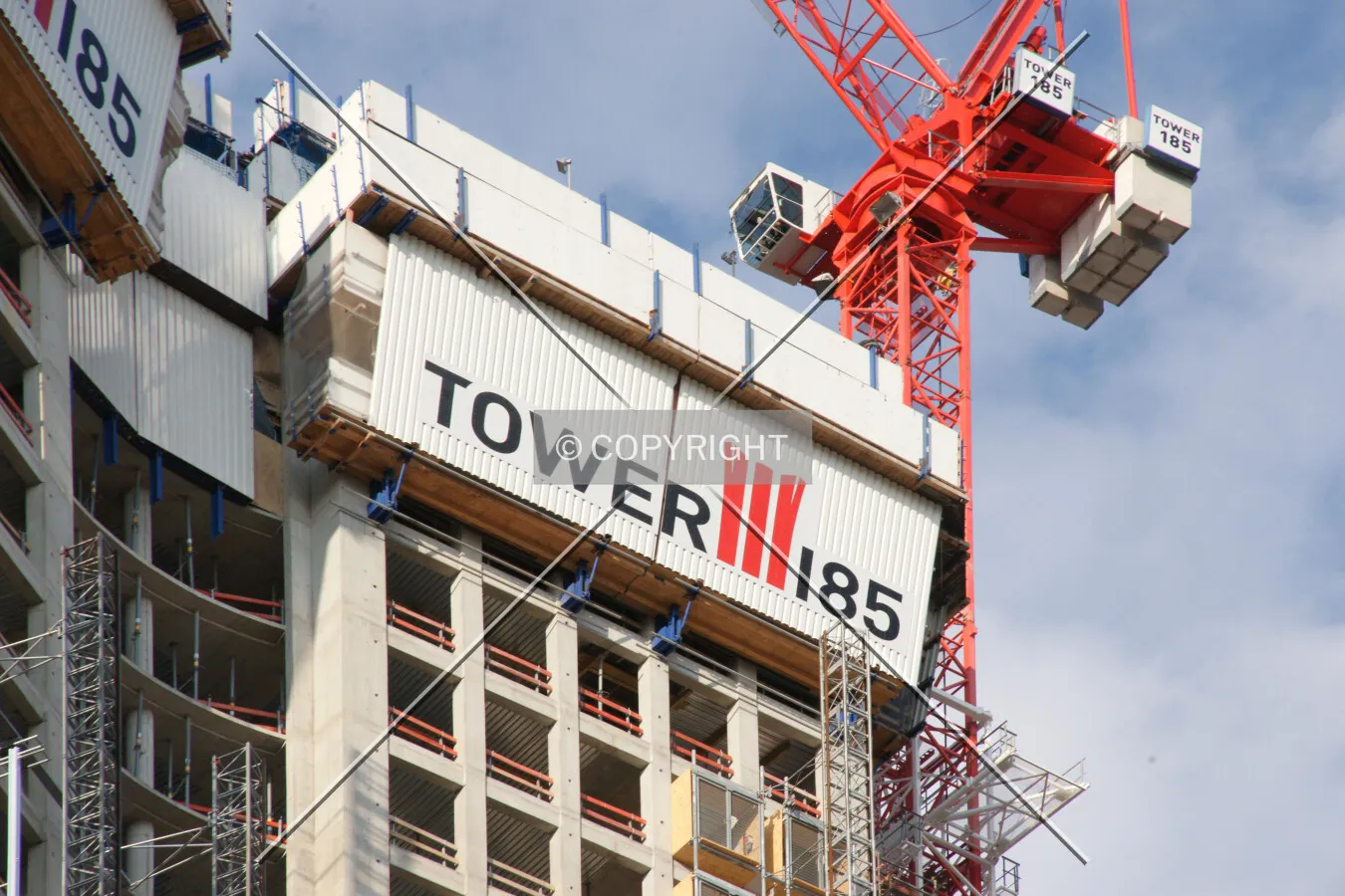 Top of the tower while framework construction is still underway