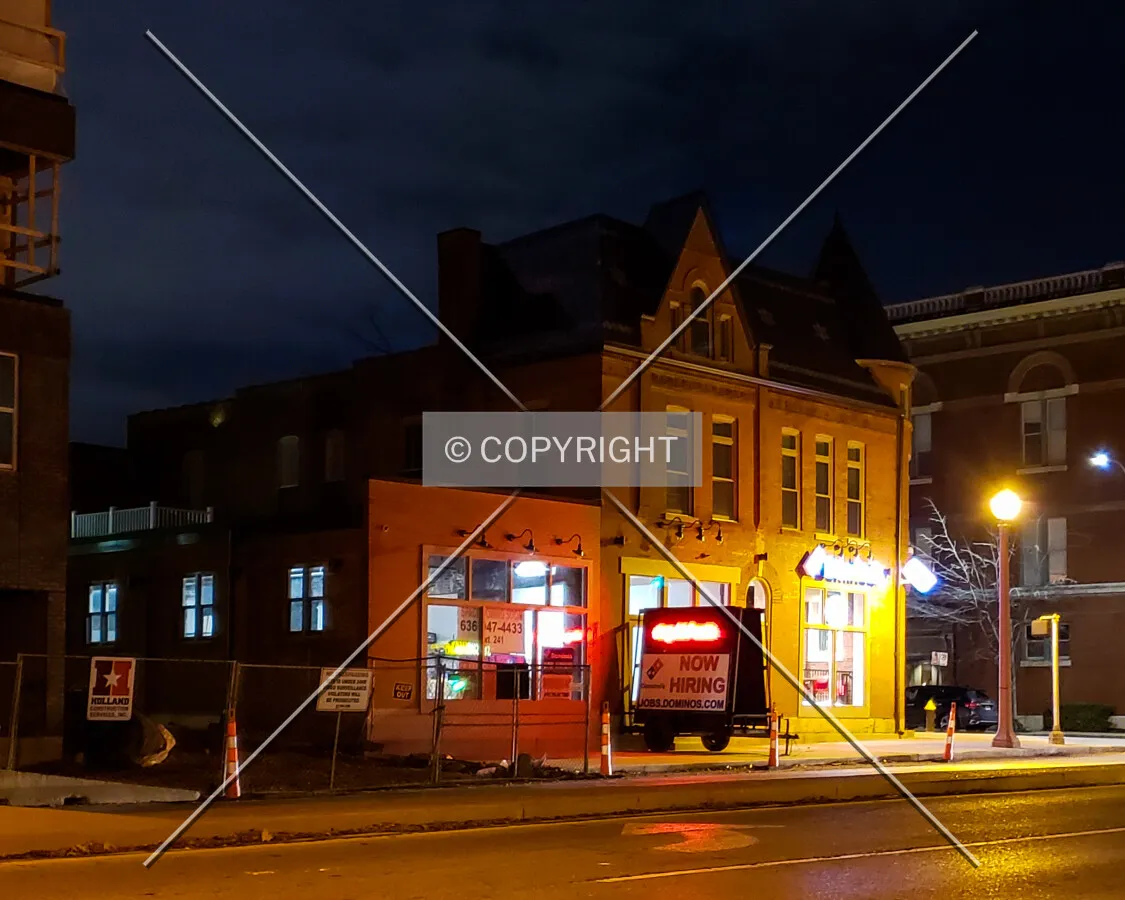 View from the northwest at night; December 21, 2018