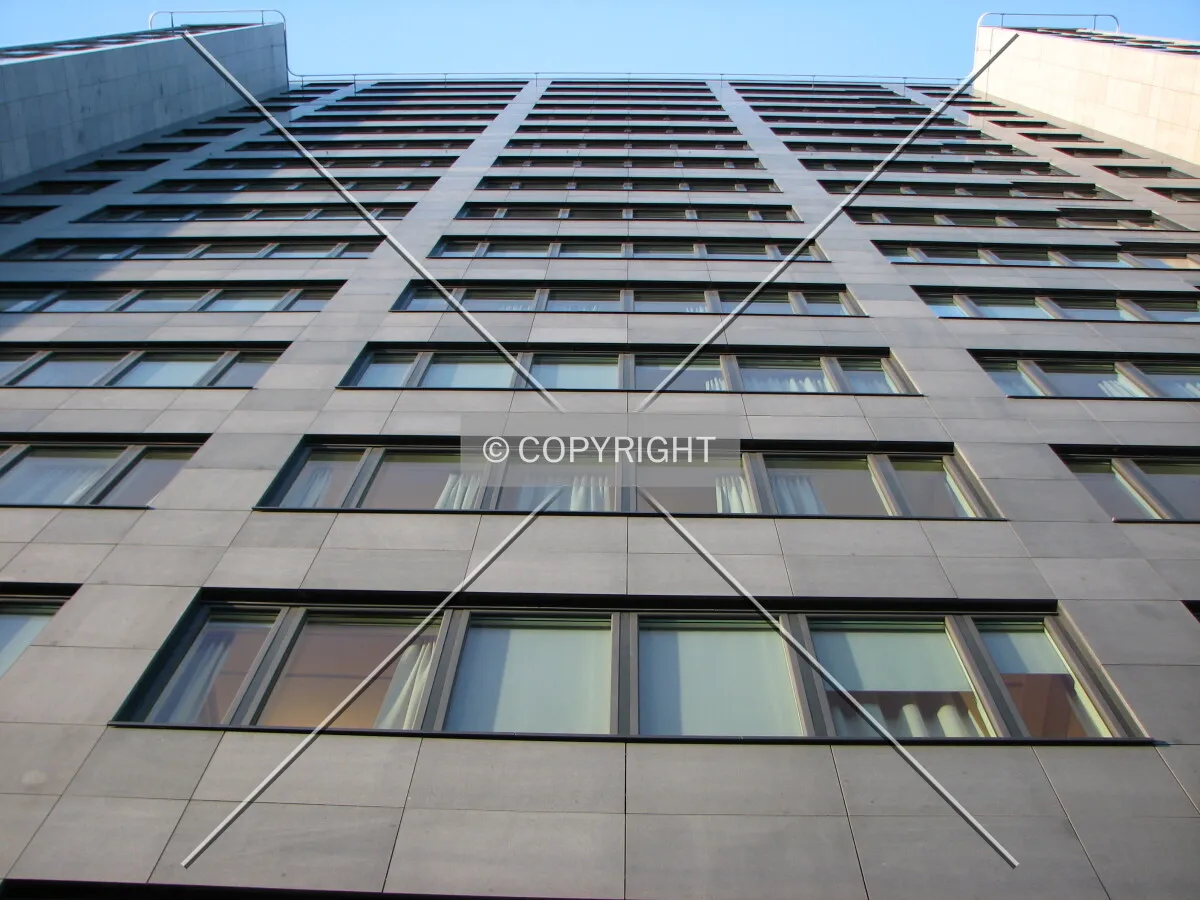 Looking up the southeast facade