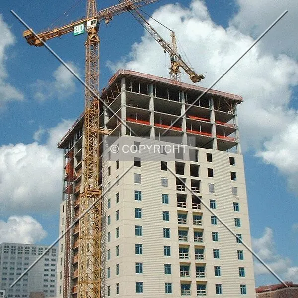 Tower cranes and the highest slabs, from the Civic Center ramp