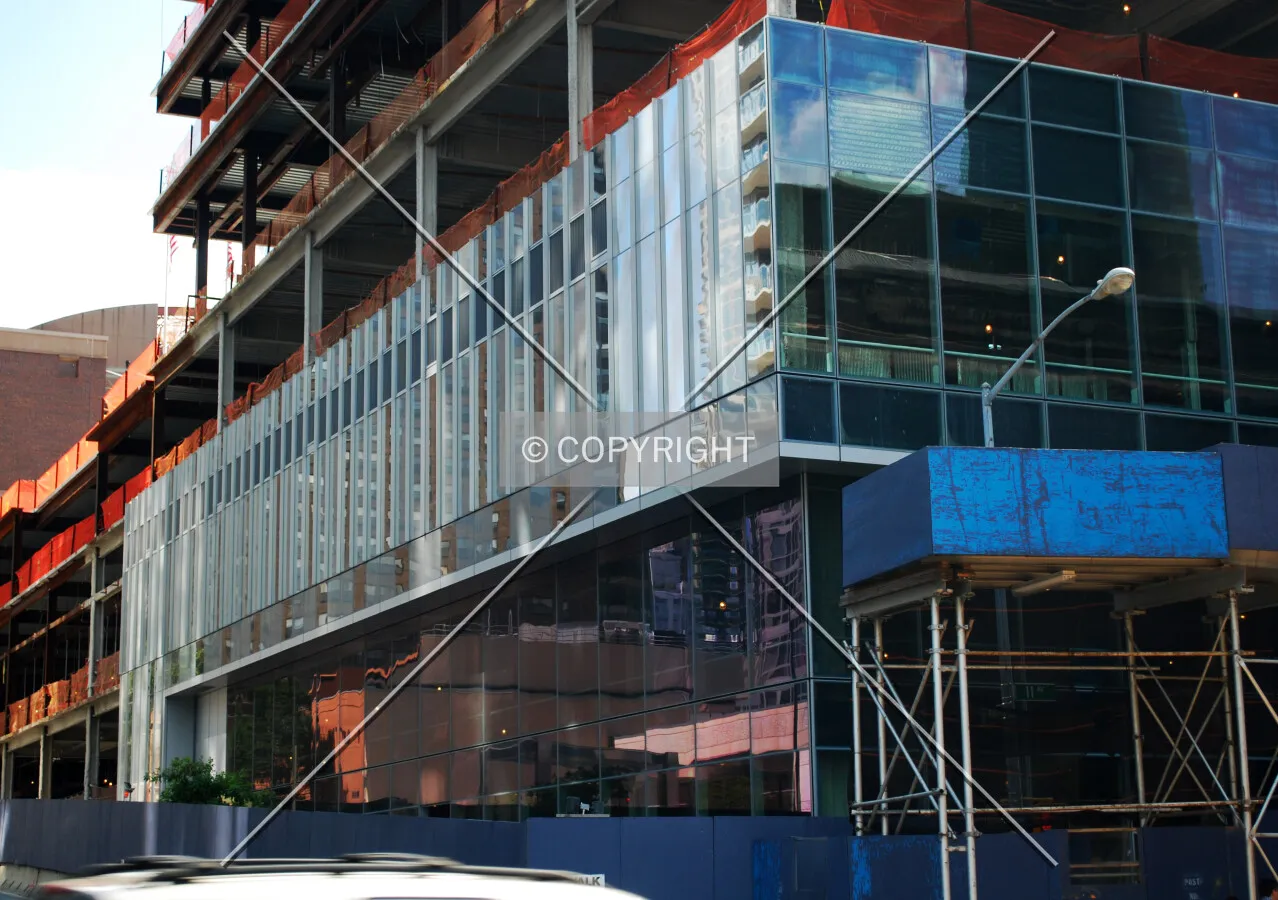 Glass panels on the northwestern side
