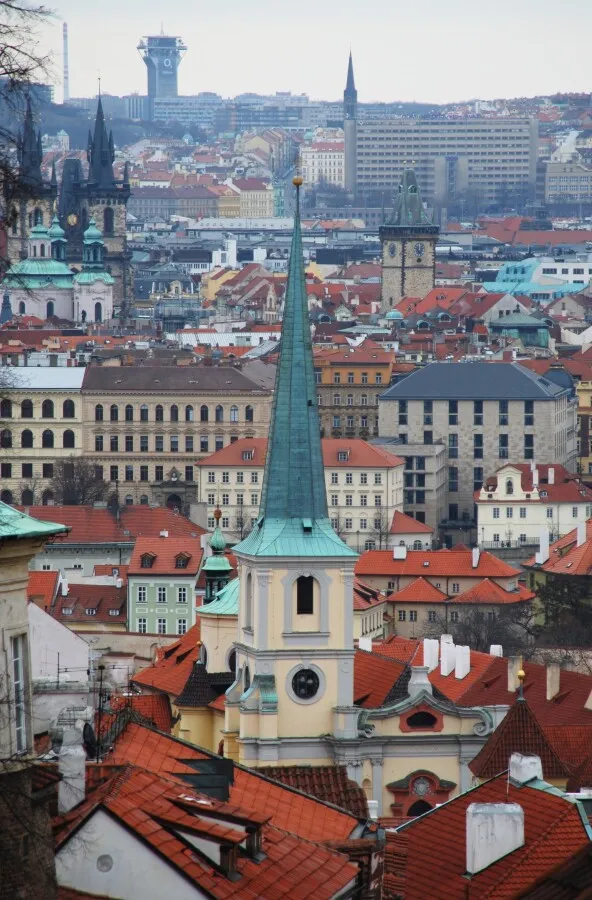 Spire above the surrounding rooftops