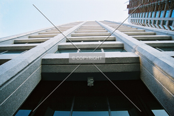 View to the top and facade detail
