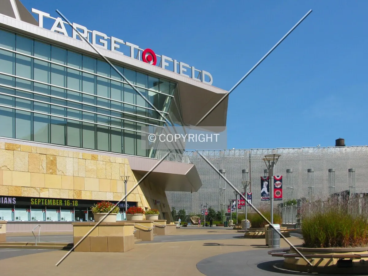 View to the northeast across Target Field Plaza