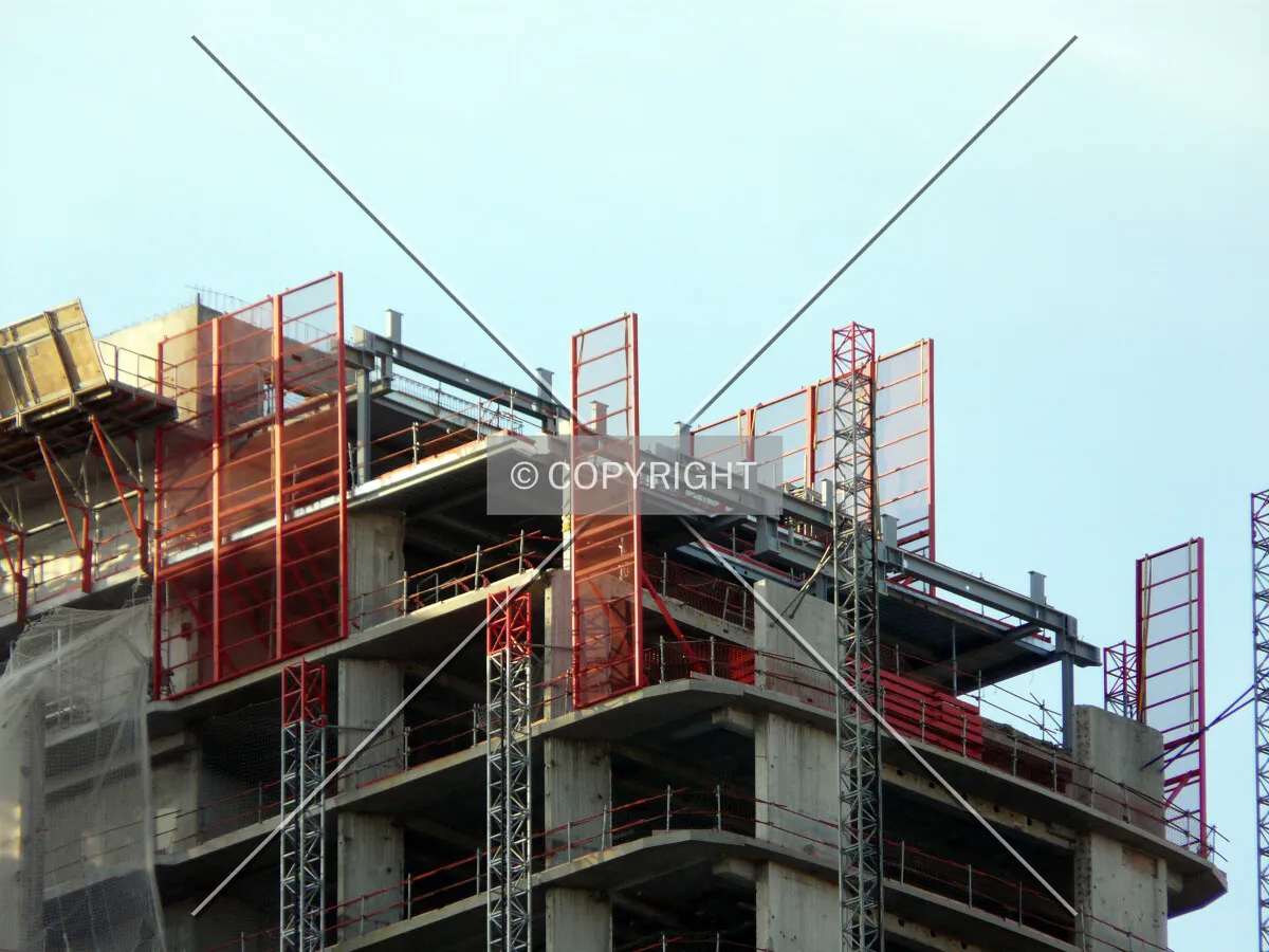 Top of the northeast wing, showing the steel beams recently added