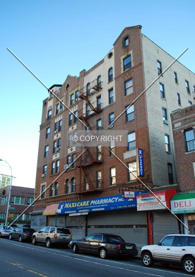 Viewed from the southwest along Bedford Avenue