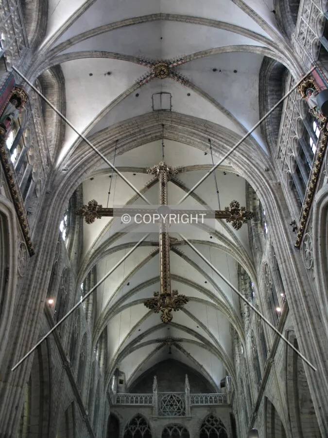 Looking up to the ceiling from the altar