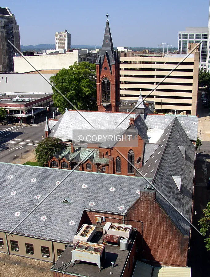 Looking southwest from atop a parking garage