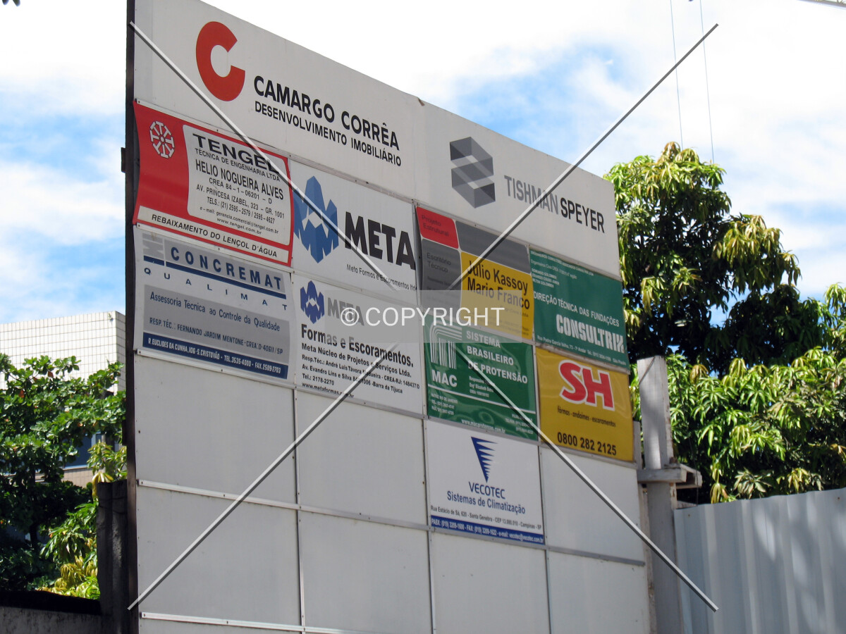 Sign with companies involved in the construction