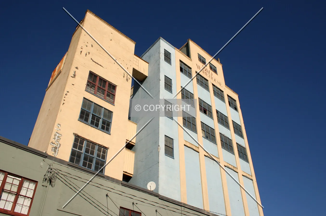 Looking up the eastern facade