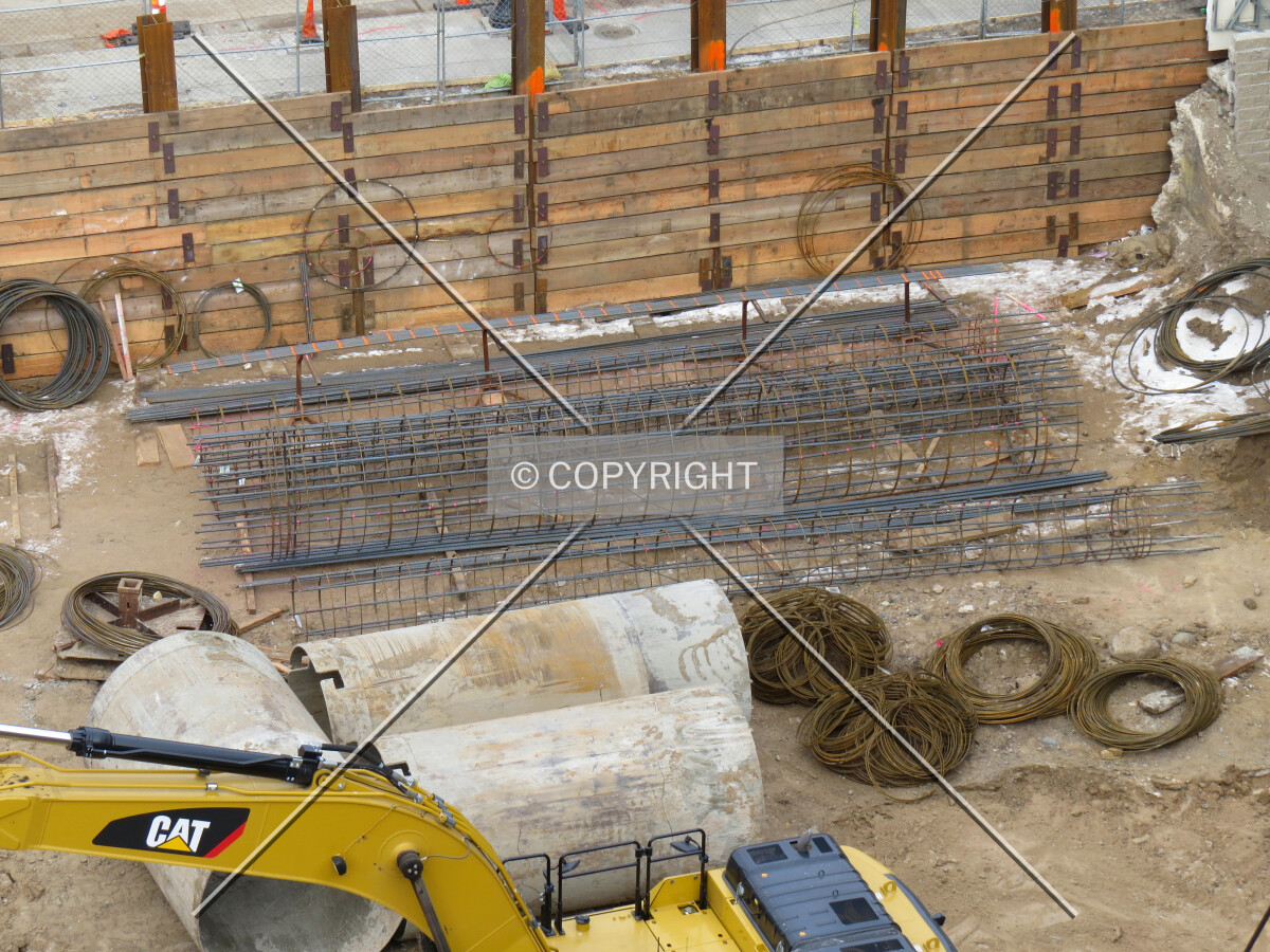 Caisson tubes and rebar